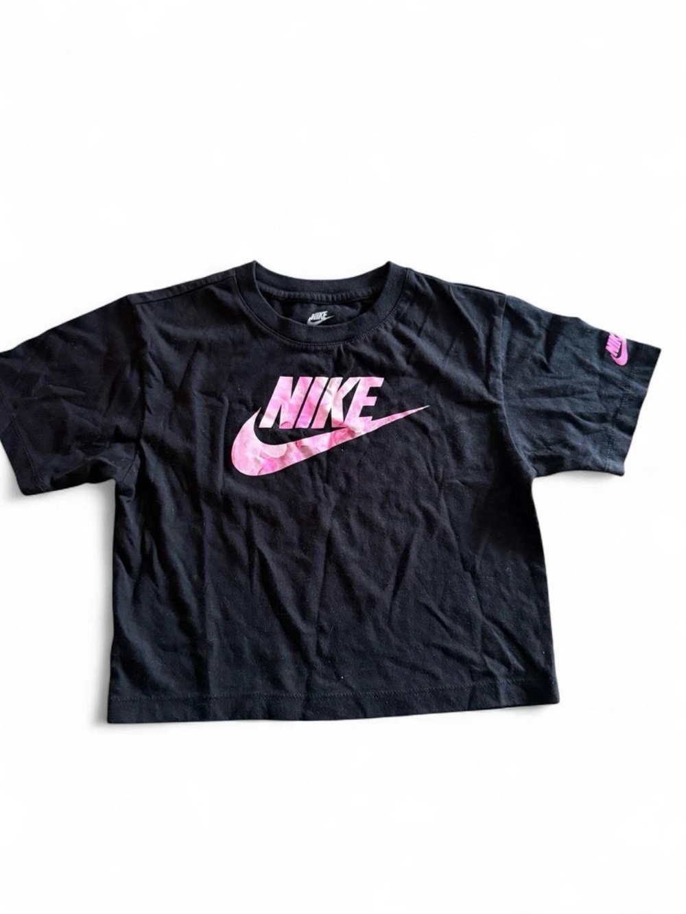 Nike Black Tee with Pink Logo for Kids